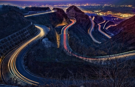 夜景-西安-环山路-环山路-公路 图片素材