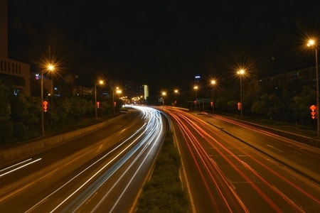 夜景-慢速度-流光-车灯-乌鲁木齐 图片素材