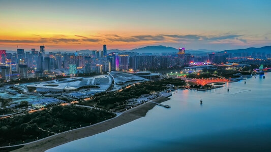 日照市-夜景-青橙-城市-城市风光 图片素材