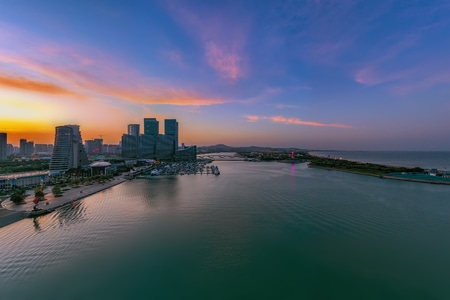 夜色-日照市-大海-海-城市 图片素材