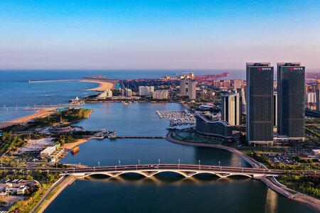 日照市-青橙-建筑-房屋-大海 图片素材
