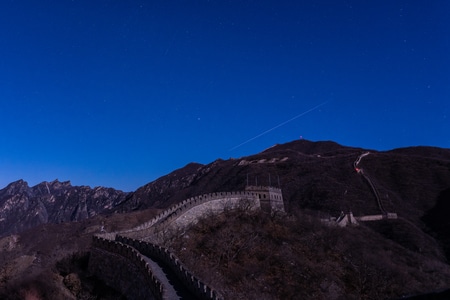 星空-冬季-长城-流星雨-风景 图片素材