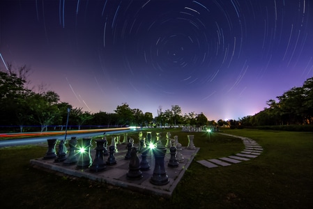 星空-夜景-灯光-光影-城市天际线 图片素材