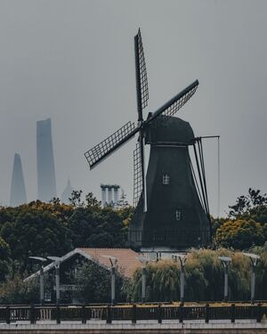 我不专业但我喜欢摄影-老片重修-上海-建筑-风车 图片素材