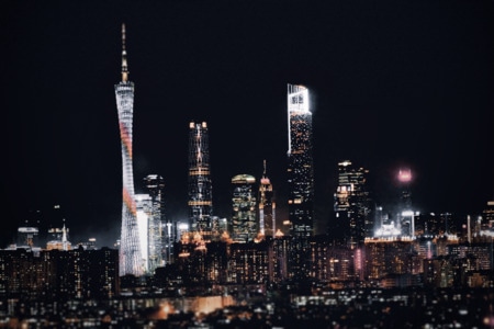 像素蜜蜂官方公众号-广州夜景-风光-夜暮-灯光 图片素材