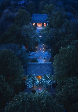 南京市-崇正书院-夜色-绣球-古建筑 图片素材