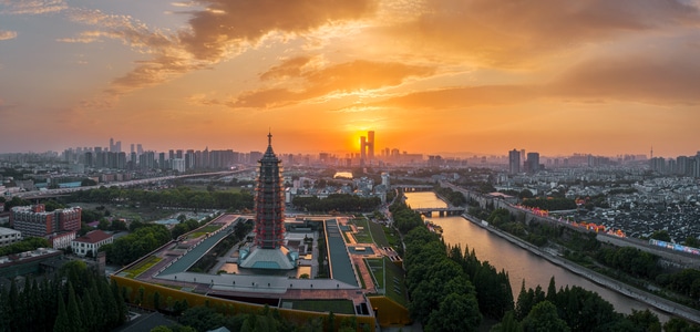 南京市-日落-晚霞-大报恩寺-大报恩寺 图片素材