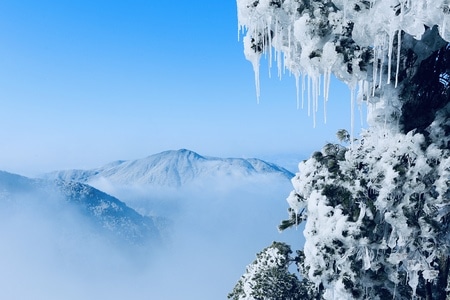 安吉龙王山-云海-雪景-风景-山峰 图片素材