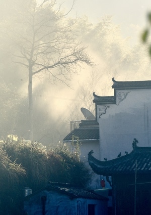 山村-雾-清晨-徽州-山村 图片素材