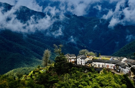 安徽省黄山市-木梨硔-古村落-春天-风景 图片素材