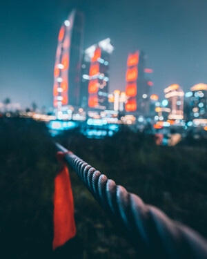 光影-来福士-夜景-城市探索-钢索 图片素材