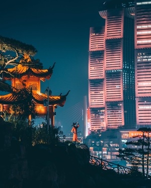 城市探索-夜景-来福士-建筑-高楼 图片素材