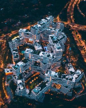 航拍-夜景-建筑-建筑摄影-新加坡 图片素材