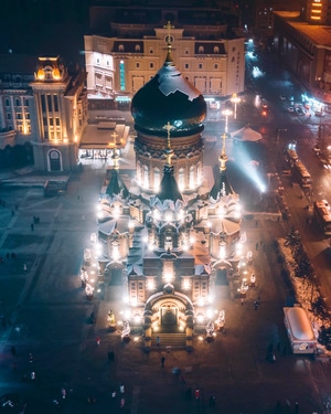 城市探索-夜景-旅行-旅游-哈尔滨 图片素材