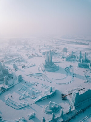 哈尔滨-冰雪大世界-航拍-城市探索-旅游 图片素材