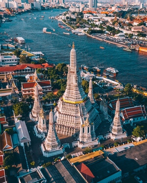 泰国-大佛寺-曼谷-旅游-航拍 图片素材