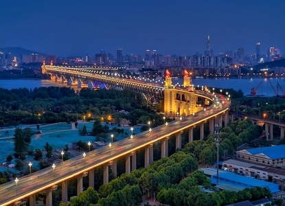 南京-城市-夜景-风光-长江大桥 图片素材
