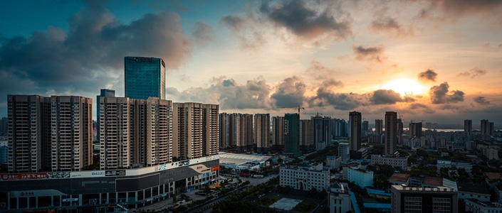 尘世烟火-蓝调-天空-城市-城市天际线 图片素材