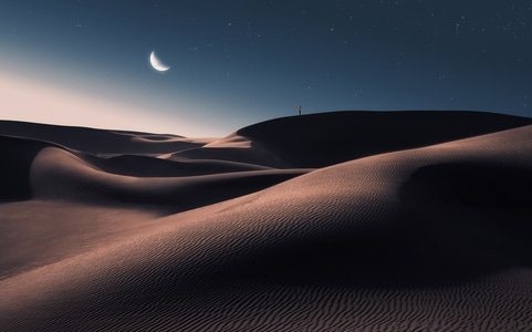 沙漠-夜晚-星辰-风景-风光 图片素材