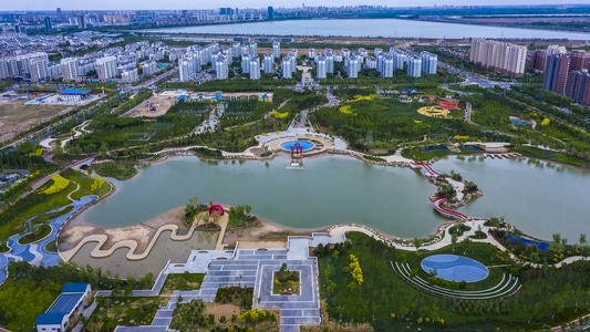 东营市-你好2020-湖-湖泊-城市 图片素材