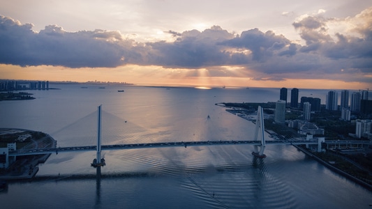 航拍-城市风光-城市建筑-湖-海滨 图片素材