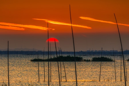 城市风光-石臼湖-夕阳-风景-风光 图片素材