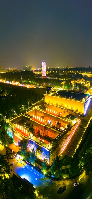 夕阳-夜色-古建筑-夜景-风景 图片素材