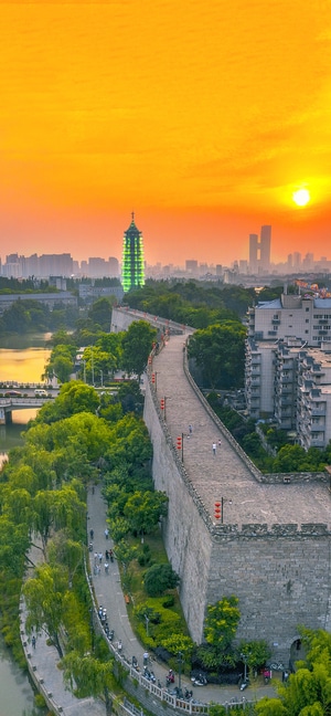 夕阳-夜色-古建筑-塔-风景 图片素材