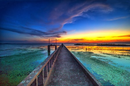 城市风光-石臼湖-夕阳-风景-风光 图片素材