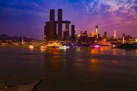 风光-旅行-夜景-重庆-来福士 图片素材