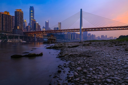风光-旅行-夜景-重庆-吊桥 图片素材