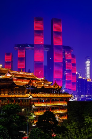 夜景-旅行-风光-来福士-地标 图片素材