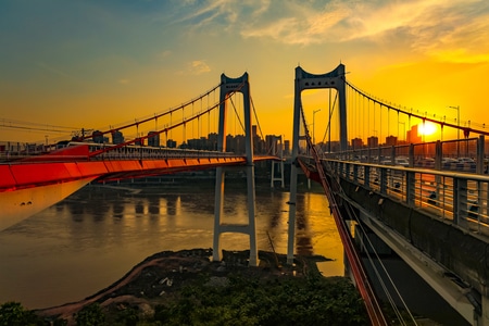 旅行-日落时间-夕阳-桥都-雾都 图片素材