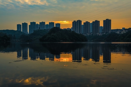 公园-日落时间-山城-桥都-雾都 图片素材