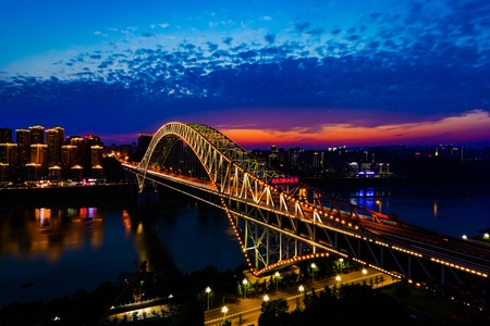 桥-日落时间-夕阳-夜色-夜景 图片素材