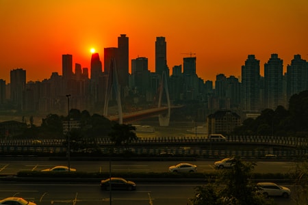风光-旅行-夕阳-桥梁-重庆 图片素材
