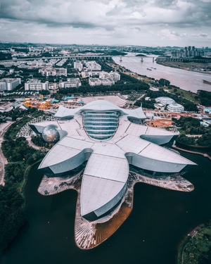 广州市-航拍-夕阳-城市-哈苏 图片素材