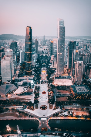 广州市-夕阳-全景-ins风-情绪 图片素材