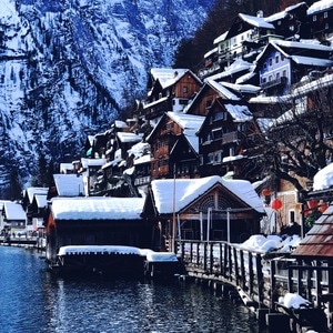 旅行-奥地利-湖畔-小镇-小镇 图片素材