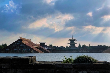 上海市-中国风-广富林遗址-晚霞-景观 图片素材