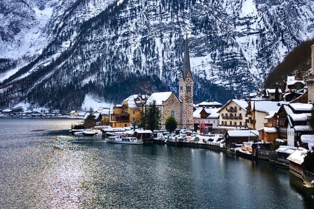 旅行-奥地利-湖畔-小镇-小镇 图片素材