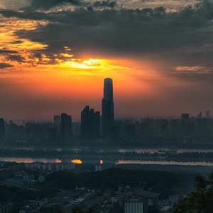 阳光-城市-中国-湖南-长沙 图片素材