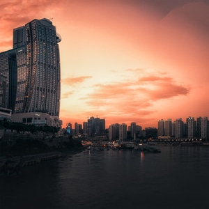 橙色-城市-河流-重庆-建筑 图片素材