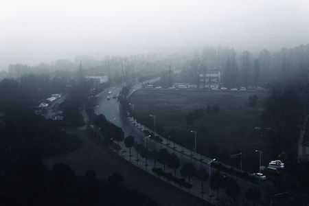 迷雾-抑郁-风景-道路-柏油路 图片素材