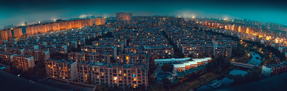 城市-夜晚-冷暖-全景拼接-城市 图片素材