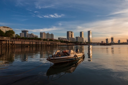 日照-城市-海景-游艇-风光 图片素材