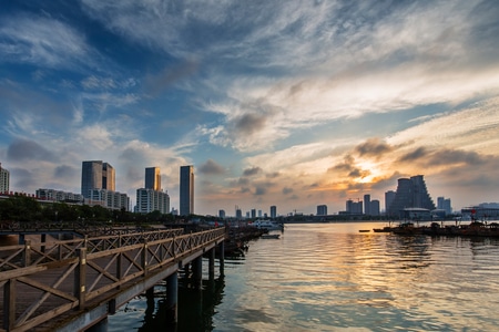 日照-港湾-帆船-风光-夕阳 图片素材