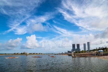 日照-海景-城市-风光-龙舟 图片素材