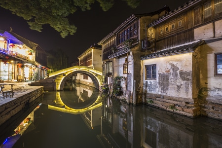 苏州-周庄-夜色-风光-夜景 图片素材