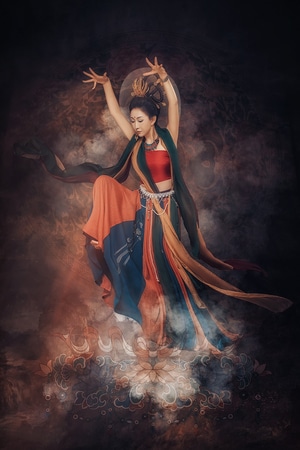 意境人像-汉服-古装-敦煌壁画-美女 图片素材